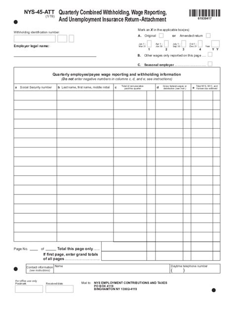 Fillable Online Form Nys 45119quarterly Combined Withholding Wage Fax Email Print