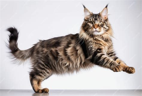 Premium Photo Cute Maine Coon Cat On A White Background