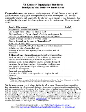Fillable Online Honduras Usembassy US Embassy Tegucigalpa Honduras