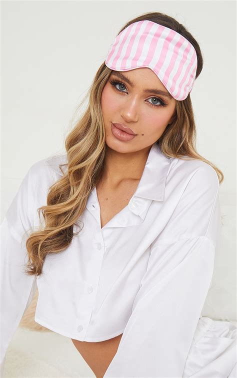 Pink Candy Stripe Satin Eyemask Lingerie And Nightwear