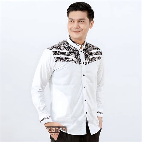 Jual Adansa Baju Koko Pria Lengan Panjang Kombinasi Batik Motif Sayap