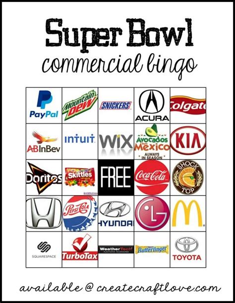 Superbowl Commercial Bingo 2024 30 Printable Bingo Cards Superbowl