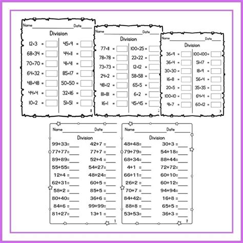 Division Practice Worksheets For Homeschooling Activities