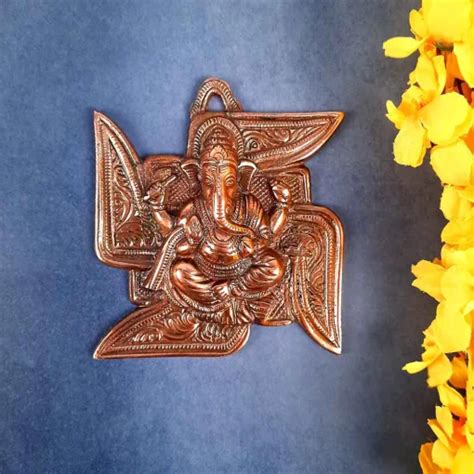 Ganesh Swastik Metal Wall Hanging Inch