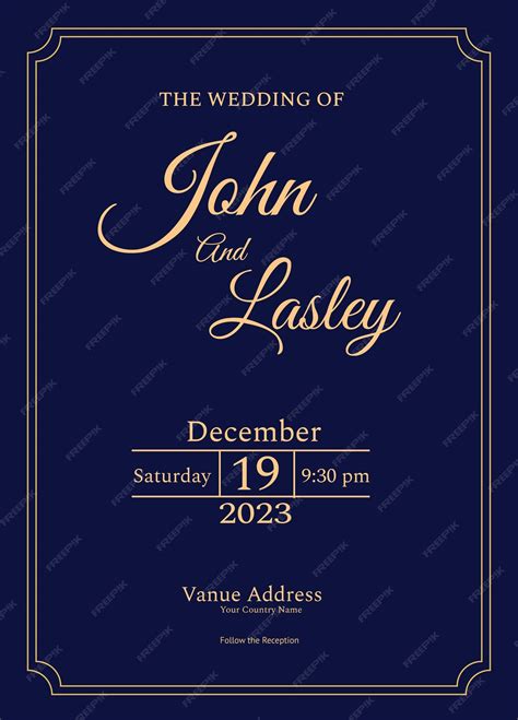 Premium Vector | A blue and gold wedding invitation for a wedding