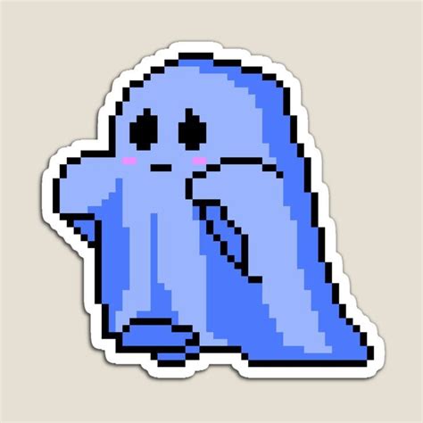 Cute Blue Pixel Ghost Sticker For Sale By Pixelartplanet In 2023