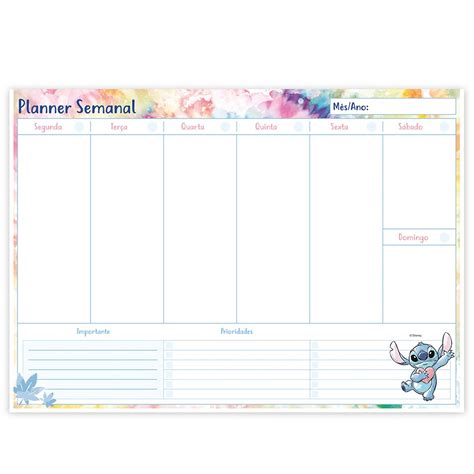 Planner Semanal 214 X 280mm 60 Folhas Stitch 2251875 Spiral PT 1 UN