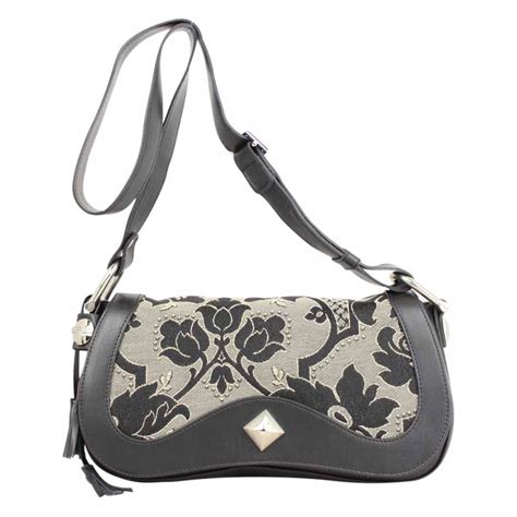 Sac Texier Fabrication France Toile Et Cuir Gris Noir