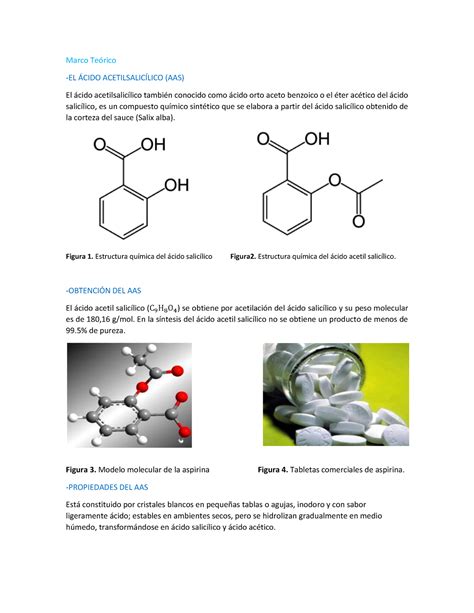 Marco Teórico teoría Marco Teórico EL ÁCIDO ACETILSALICÍLICO AAS