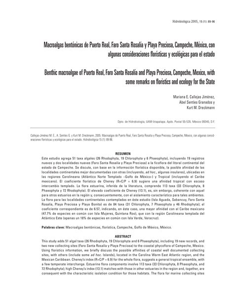 Pdf Benthic Macroalgae Of Puerto Real Faro Santa Rosal A And Playa