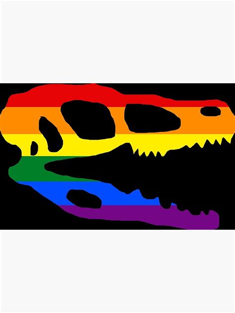 Póster Dinosaurio Velociraptor Skull en colores de la bandera del Orgullo Gay de CaelanPride