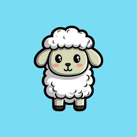 Premium Vector Cute Cartoon Sheep Vector On Blue Pastel Background