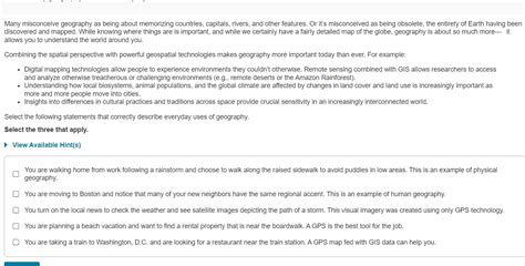 Solved Many Misconceive Geography As Being About Memorizing Chegg