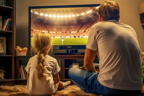 Premium Photo | A father and a little daughter watch a professional ...