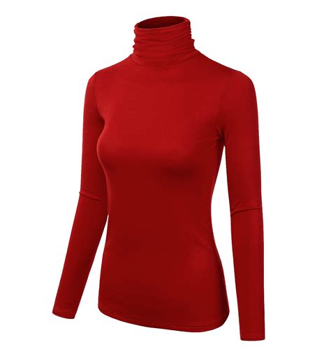 Women Turtleneck Ribbed Knitted Casual Tops Slim Fit Cotton Turtle Neck