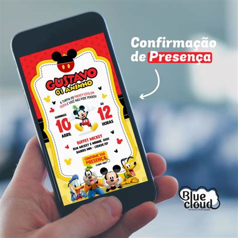 Convite Digital Mickey Confirma O De Presen A Elo