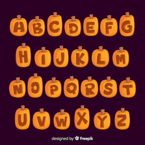 Alfabeto De Calabaza De Halloween Vector Gratis