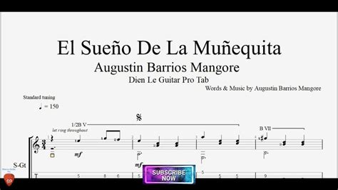 El Sue O De La Mu Equita By Augustin Barrios Mangore For Guitar