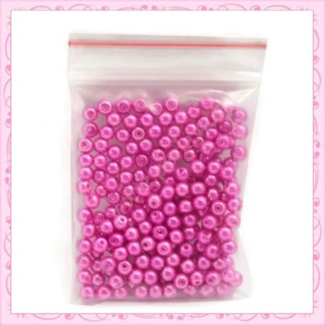 200 perles nacrées en verre rose fushia 4mm Perlaya