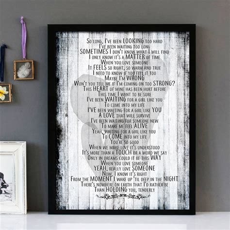 Waiting For A Girl Like You Foreigner Framed Lyrics Wall Art