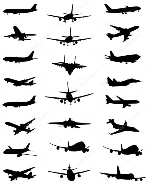 Silhouettes Of Aircrafts Stock Vector Matnikola 99367010