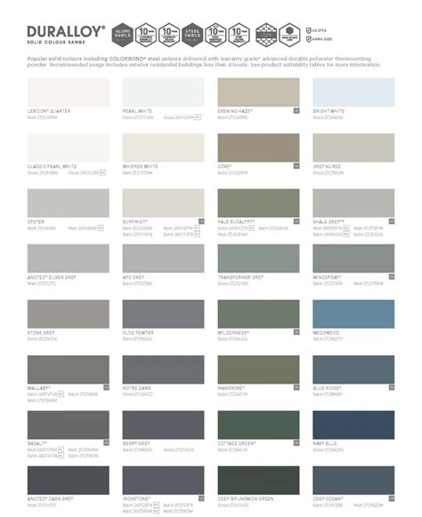 Powder Coat Colours - Nuline Windows