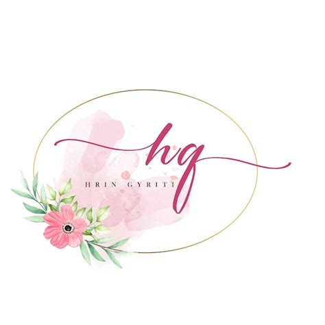 Logotipo Floral Acuarela Vector Premium