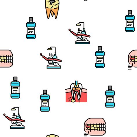 Dental Care Dentist Tooth Implant Vector Seamless Pattern