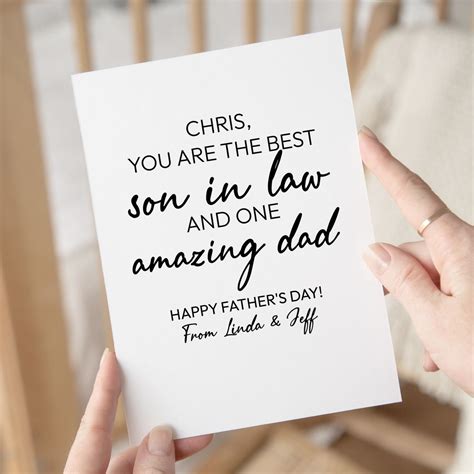 Personalized Son In Law Fathers Day Card Son In Law Card Son In Law