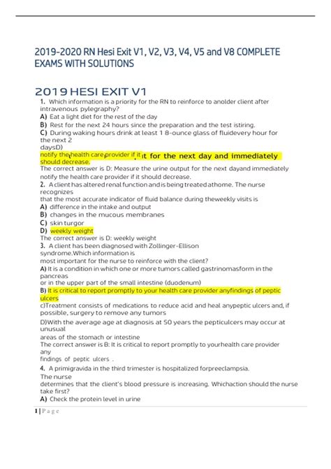 Rn Hesi Exit V V V V V And V Complete Exams With Solutions