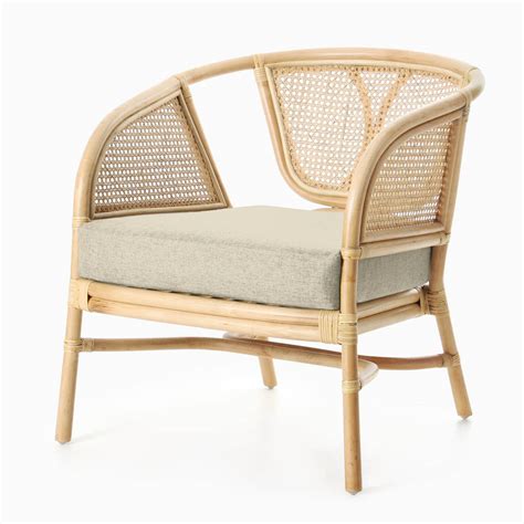 Harriet Rattan & Fabric Occasional Chair - Natural - Franklin Hobart