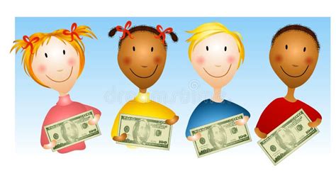 Kids Holding Money Bills Stock Image - Image: 5368401