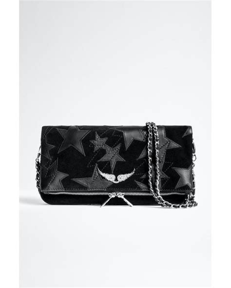 Pochette Rock Suede Patchwork Noir Femme Zadig Voltaire En Coloris