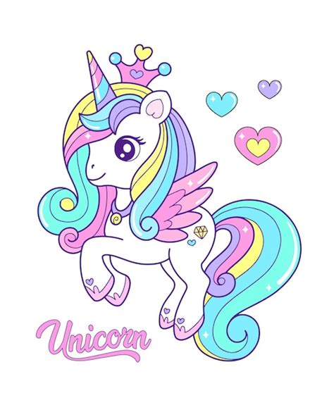 Hermosa ilustración de unicornio para niños Vector Premium