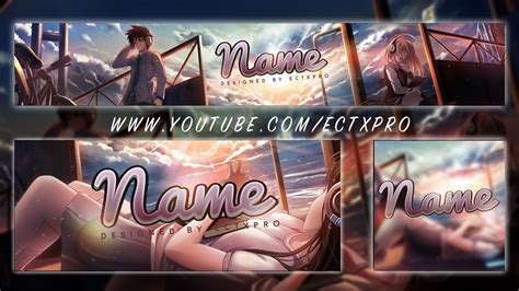 2016 Free Anime Youtube Banner Psd Template Scene Youtube