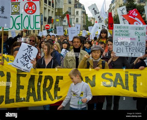 Paris France Crowd Of People Environmental Demonstration Against