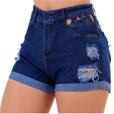 Short Jeans Feminino Cintura Alta Levanta Bumbum Hot Pants Mercadolivre
