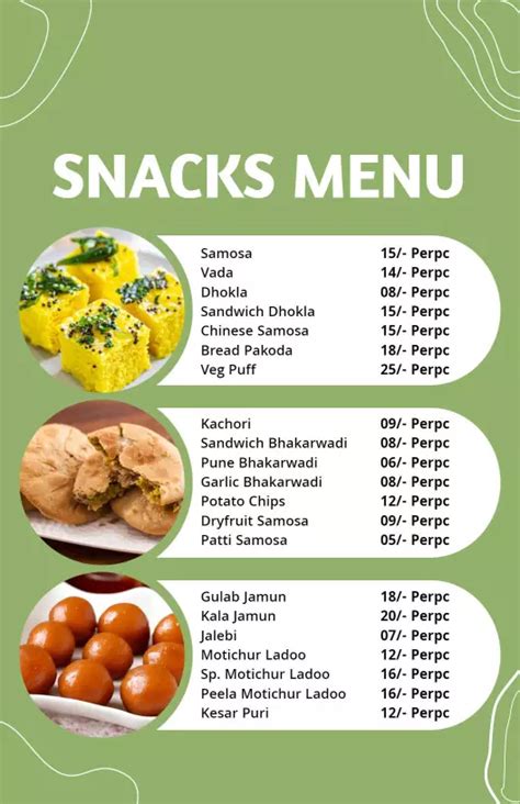 Snacks Menu Templates Customize And Download Free