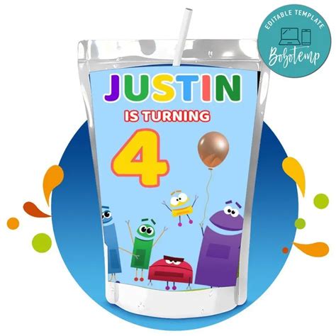 Storybots Capri Sun Birthday Digital File Printable Createpartylabels