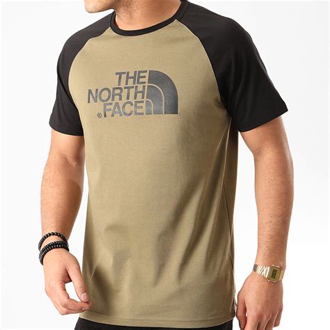 The North Face Tee Shirt Raglan Easy A37fv Vert Kaki Noir