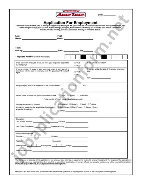 Market Basket Application Form Printable Pdf Printable Job