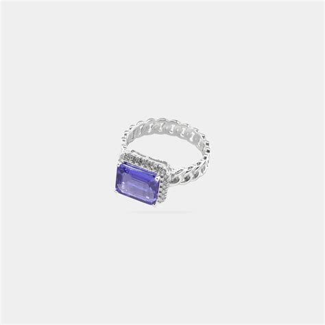 3 65 Carats Vivid BV Violet Oval Shaped Tanzanite Ring The