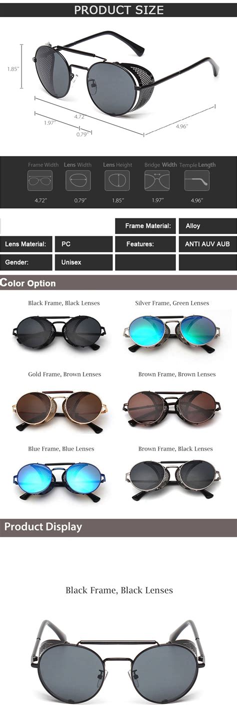 Steampunk Sunglasses Silver Brown 5 Colors Apollobox