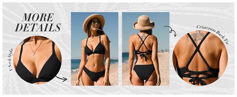 Amazon CUPSHE Bikini Set For Women Two Piece Swimsuits V Neck Low Rise Crisscross Back Self