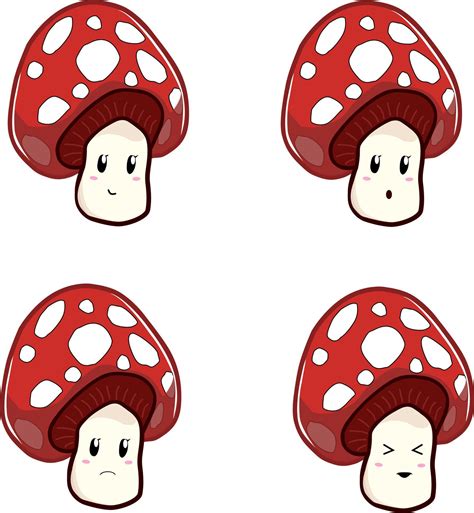 Set Of Cute Mushroom Emoji Isolated On White Background Vector