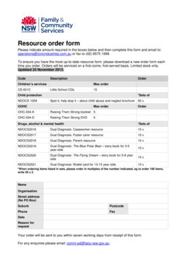 Fillable Online Community Nsw Gov Online Resource Order Form NSW