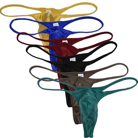 Stks Partij Sexy Guy Badmode Heren Shiny Tanga Effen Satijn Bikini Broek Micro Thongs String