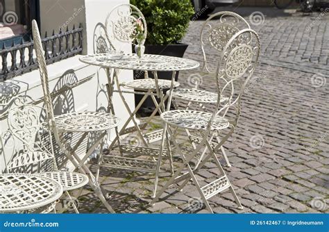 Cafe with Old Vintage Chairs Stock Image - Image of cafe, exterior: 26142467