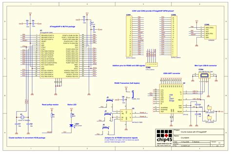 Microcontroller Module With Atmega644p Chip45 Crumb644 V10