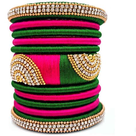 Naksh Pink Green Silk Thread Bangles Set At Rs 350 Set In Jaipur ID